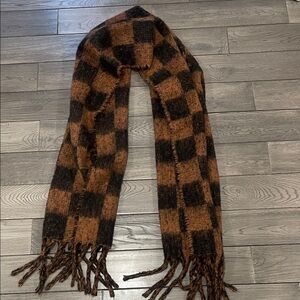 Zara Brown and Black Soft Checkered Scarf